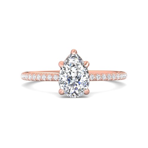 FlyerFit&reg; 14K Pink Gold Micropave Engagement Ring