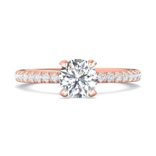 FlyerFit&reg; 18K Pink Gold Micropave Engagement Ring