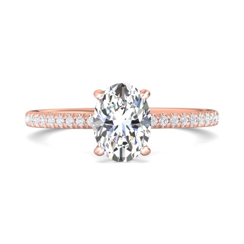 FlyerFit&reg; 18K Pink Gold Micropave Engagement Ring