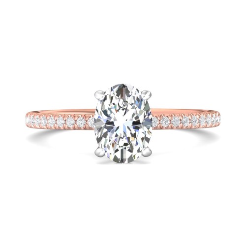FlyerFit&reg; 18K Pink Gold Shank And White Gold Top Micropave Engagement Ring