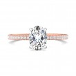FlyerFit® 18K Pink Gold Shank And White Gold Top Micropave Engagement Ring