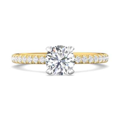 FlyerFit&reg; 14K Yellow and 14K White Gold Micropave Engagement Ring