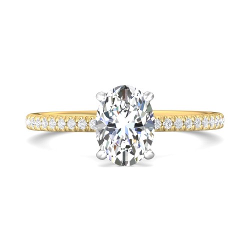 FlyerFit&reg; 18K Yellow Gold Shank And White Gold Top Micropave Engagement Ring