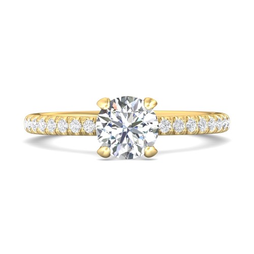 FlyerFit&reg; 18K Yellow Gold Micropave Engagement Ring
