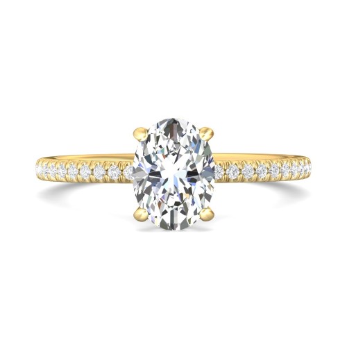 FlyerFit&reg; 18K Yellow Gold Micropave Engagement Ring