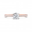 FlyerFit® 14K Pink Gold Shank And White Gold Top Micropave Engagement Ring