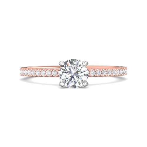 FlyerFit&reg; 18K Pink Gold Shank And White Gold Top Micropave Engagement Ring