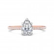 FlyerFit® 18K Pink Gold Shank And White Gold Top Micropave Engagement Ring