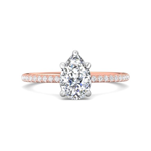FlyerFit&reg; 18K Pink Gold Shank And White Gold Top Micropave Engagement Ring