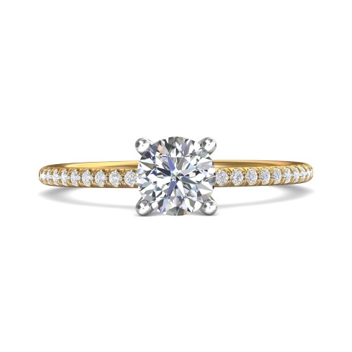 FlyerFit&reg; 14K Yellow and 14K White Gold Micropave Engagement Ring