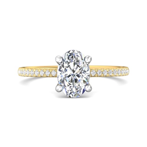 FlyerFit&reg; 18K Yellow Gold Shank And White Gold Top Micropave Engagement Ring
