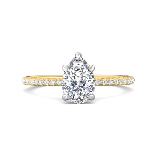 FlyerFit&reg; 18K Yellow Gold Shank And White Gold Top Micropave Engagement Ring