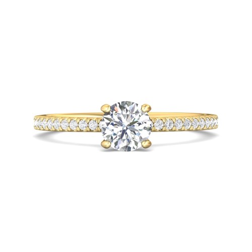 FlyerFit&reg; 18K Yellow Gold Micropave Engagement Ring