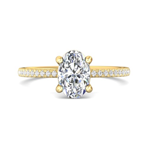 FlyerFit&reg; 14K Yellow Gold Micropave Engagement Ring