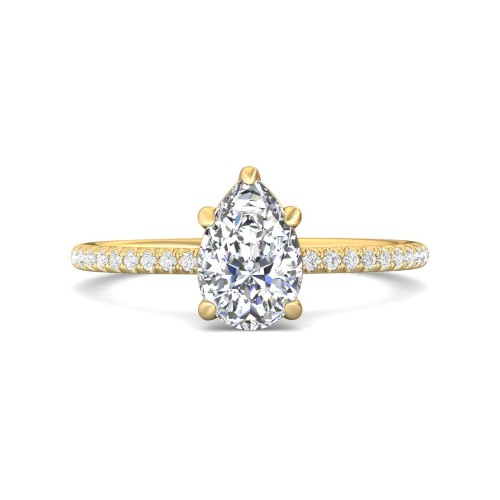FlyerFit&reg; 18K Yellow Gold Micropave Engagement Ring