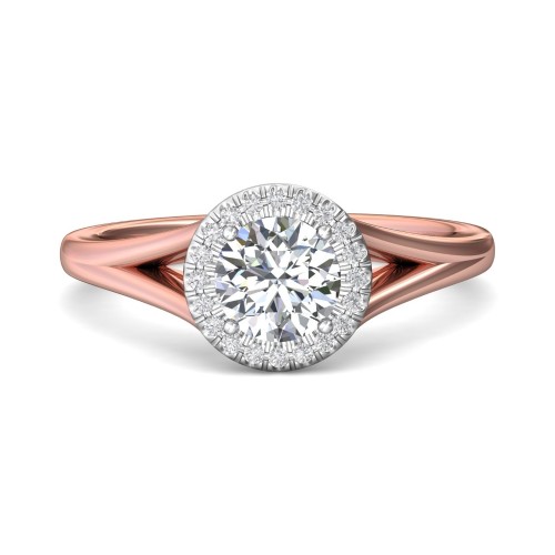 FlyerFit&reg; 18K Pink Gold Shank And White Gold Top Split Shank Engagement Ring