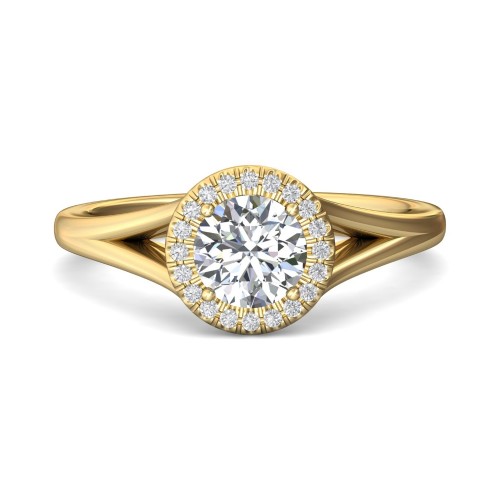 FlyerFit&reg; 18K Yellow Gold Split Shank Engagement Ring