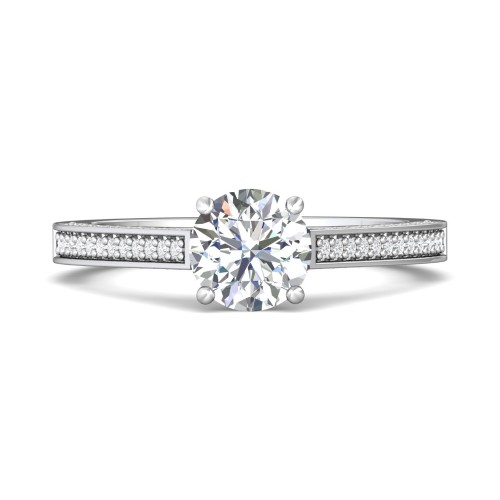 FlyerFit&reg; 18K White Gold Micropave Engagement Ring