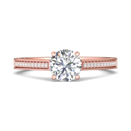 FlyerFit&reg; 18K Pink Gold Micropave Engagement Ring