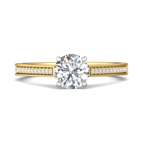 FlyerFit&reg; 14K Yellow and 14K White Gold Micropave Engagement Ring
