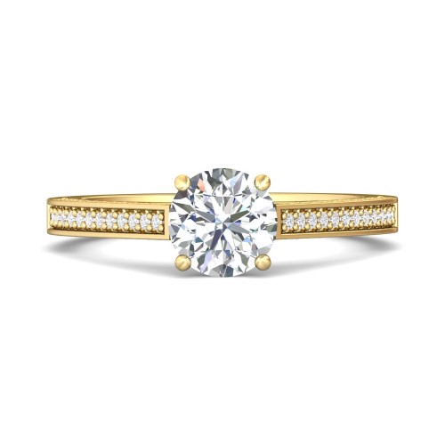 FlyerFit&reg; 14K Yellow Gold Micropave Engagement Ring