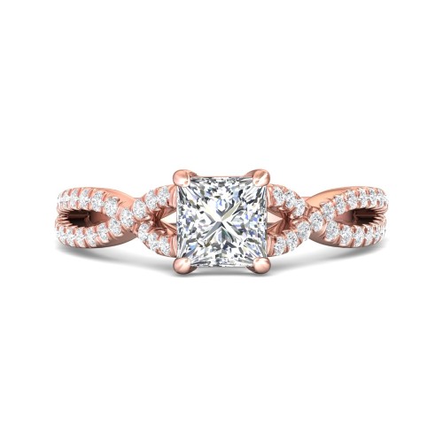 FlyerFit&reg; 18K Pink Gold Split Shank Engagement Ring