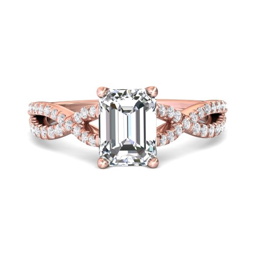 FlyerFit&reg; 18K Pink Gold Split Shank Engagement Ring