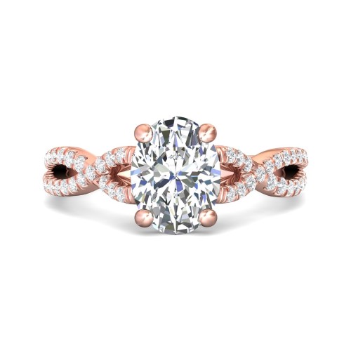 FlyerFit&reg; 18K Pink Gold Split Shank Engagement Ring