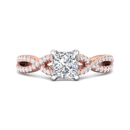 FlyerFit&reg; 18K Pink Gold Shank And White Gold Top Split Shank Engagement Ring