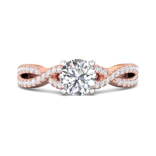 FlyerFit&reg; 18K Pink Gold Shank And White Gold Top Split Shank Engagement Ring