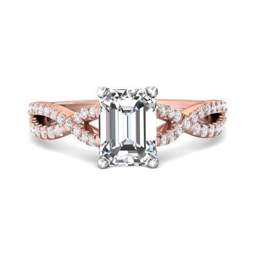 FlyerFit&reg; 18K Pink Gold Shank And White Gold Top Split Shank Engagement Ring