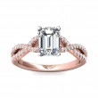 FlyerFit® 18K Pink Gold Shank And White Gold Top Split Shank Engagement Ring