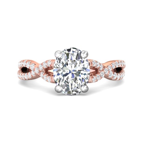 FlyerFit&reg; 14K Pink Gold Shank And White Gold Top Split Shank Engagement Ring