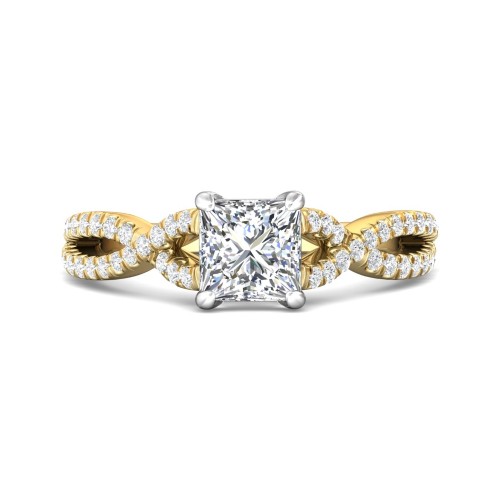 FlyerFit&reg; 18K Yellow Gold Shank And White Gold Top Split Shank Engagement Ring