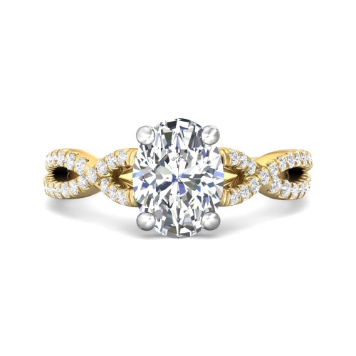FlyerFit&reg; 18K Yellow Gold Shank And White Gold Top Split Shank Engagement Ring