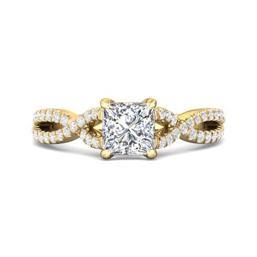 FlyerFit&reg; 18K Yellow Gold Split Shank Engagement Ring
