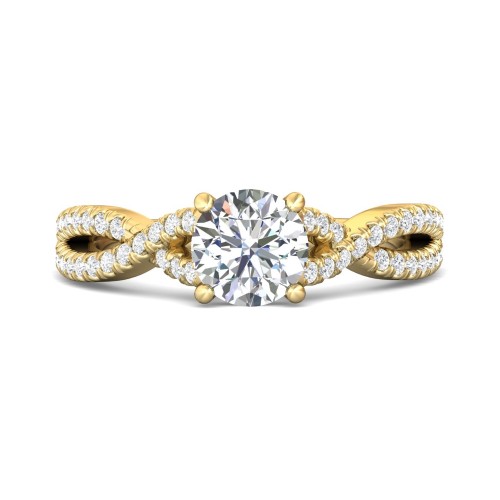 FlyerFit&reg; 18K Yellow Gold Split Shank Engagement Ring