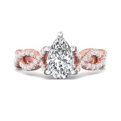 FlyerFit&reg; 14K Pink Gold Shank And White Gold Top Split Shank Engagement Ring
