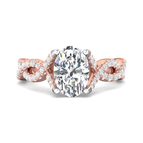 FlyerFit&reg; 14K Pink Gold Shank And White Gold Top Split Shank Engagement Ring
