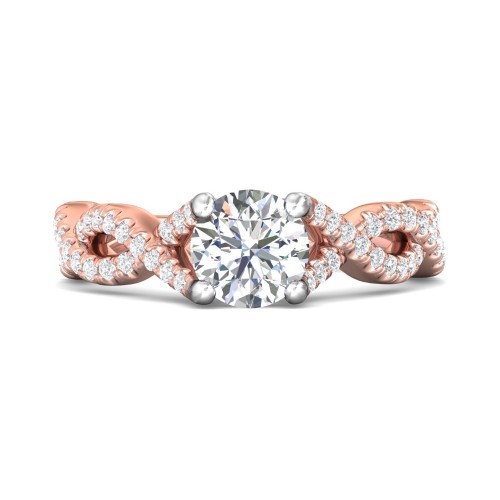 FlyerFit&reg; 18K Pink Gold Shank And White Gold Top Split Shank Engagement Ring