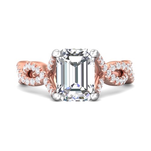 FlyerFit&reg; 14K Pink Gold Shank And White Gold Top Split Shank Engagement Ring
