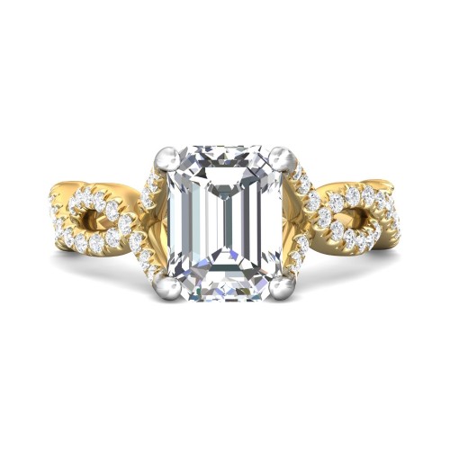 FlyerFit&reg; 18K Yellow Gold Shank And White Gold Top Split Shank Engagement Ring