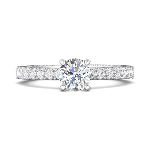 FlyerFit&reg; 14K White Gold Vintage Engagement Ring