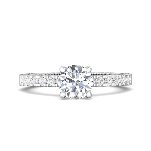 FlyerFit&reg; 14K White Gold Vintage Engagement Ring