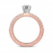 FlyerFit® 14K Pink Gold Shank And White Gold Top Vintage Engagement Ring
