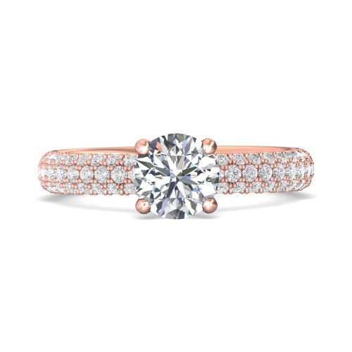 FlyerFit&reg; 14K Pink Gold Micropave Engagement Ring