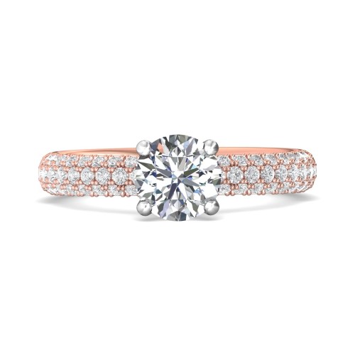 FlyerFit&reg; 18K Pink Gold Shank And White Gold Top Micropave Engagement Ring