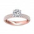FlyerFit® 18K Pink Gold Shank And White Gold Top Micropave Engagement Ring