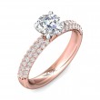 FlyerFit® 18K Pink Gold Shank And White Gold Top Micropave Engagement Ring