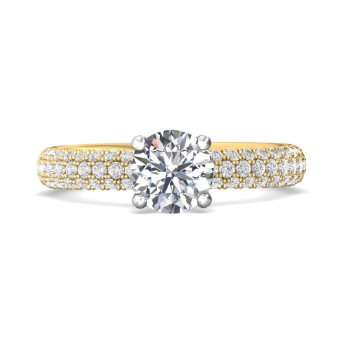 FlyerFit&reg; 14K Yellow and 14K White Gold Micropave Engagement Ring